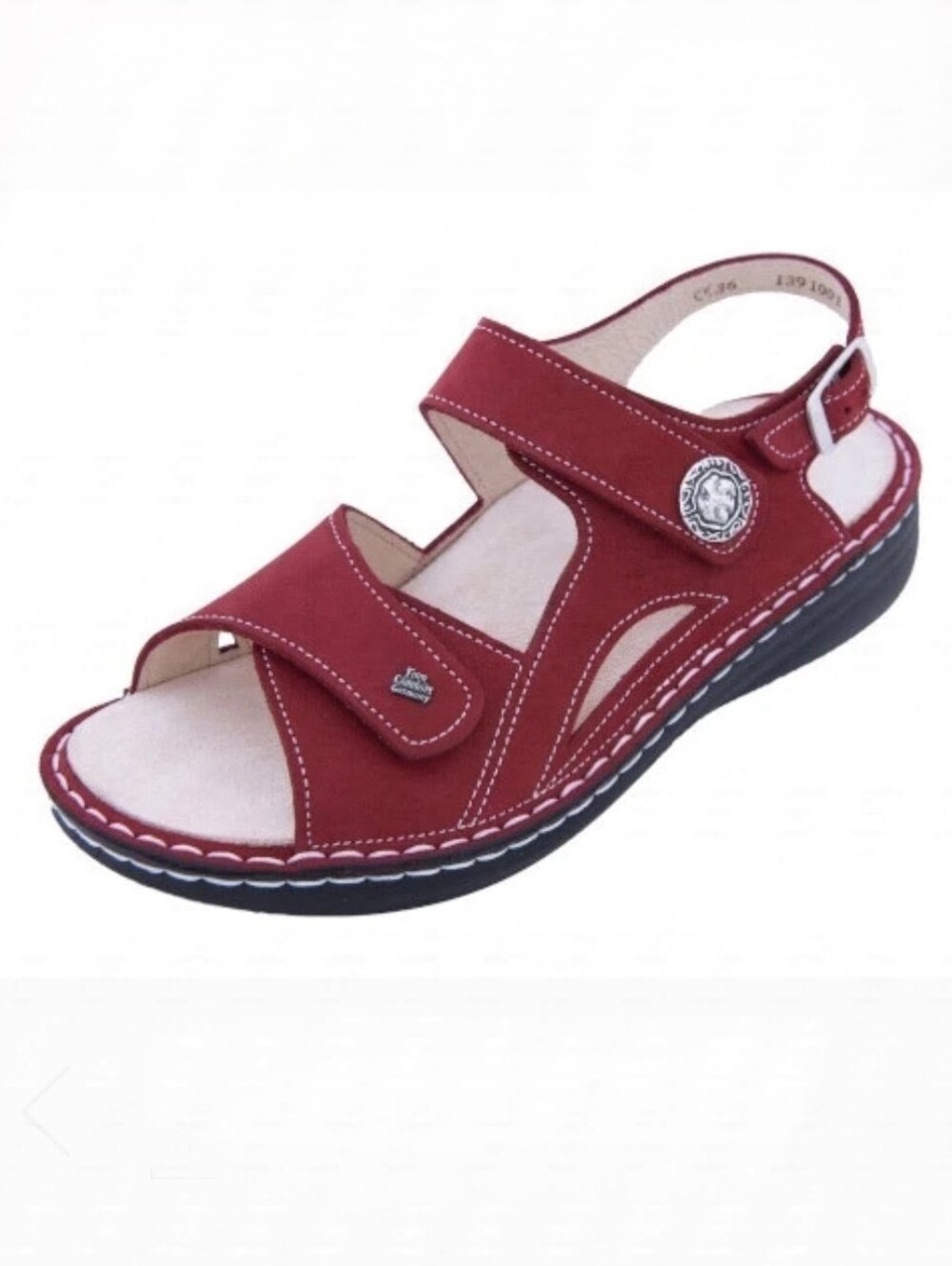 New Finn Comfort Barbuda Super Soft Nubuk Suede Sandals Size 8 EU 39 Chili Red